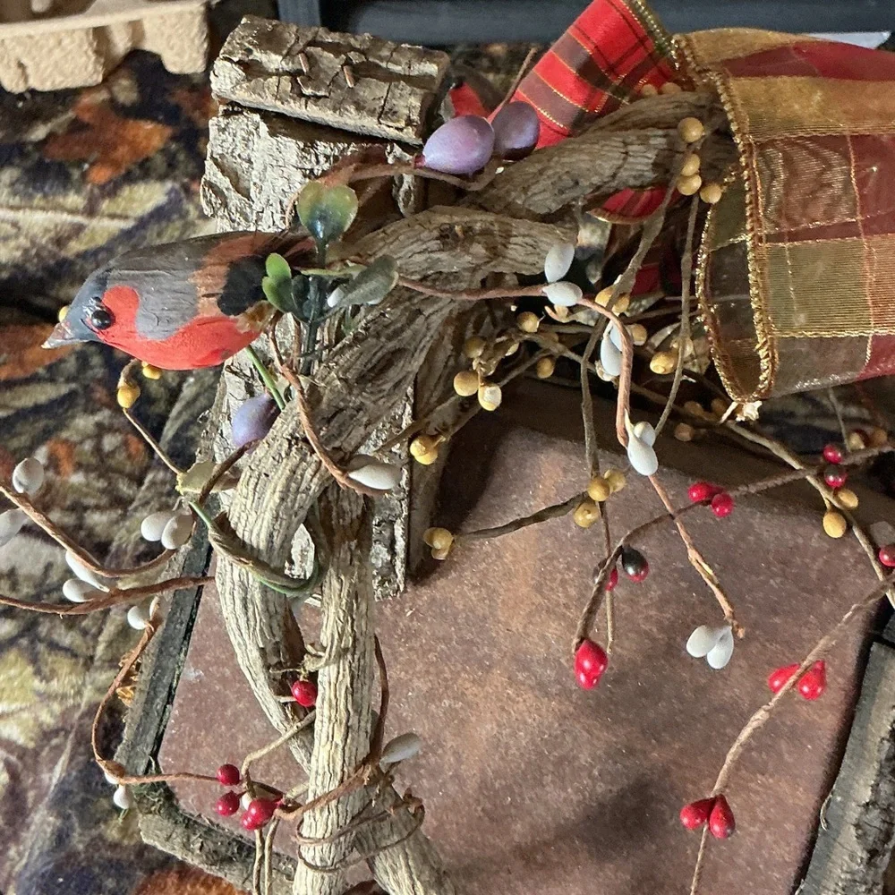 Charming Rustic Birdhouse with Bell and Red Accents - Picture 6 of 7